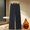 Jeans Mom de Pierna Recta Primavera y Otoño 2026 Nuevos de Cintura Alta Casual para Mujeres de Mediana Edad y Mayores Pantalones Sueltos Otoño e Invierno Jeans con Forro de Terciopelo