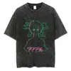Camiseta lavada de anime transfronterizo MobPsycho100, ropa urbana para hombre, moda casual retro gráfica Harajuku