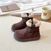 Botas de Nieve Estilo Británico Retro para Niñas 2026 Otoño/Invierno Nuevas Infantiles con Felpa Caliente Algodón de Nieve Niños Pequeños Zapatos Grandes de Algodón