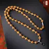 Cadena de Amuleto Budista Tailandés Auténtico Taijia Cadena para Colgar Thangka de Pan de Oro Colgante de Cera de Abeja de Cristal con Cadena Hebilla Tipo Pico de Águila de Acero de Titanio