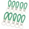 Pingente Trançado PU Corda de Couro Liga de Zinco Multicor Criativo Chaveiro DIY Bolsa Pequeno Presente Boneca Pingente Anti-perda