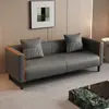 Sofá Pequeño para Apartamento de Piel Genuina Sala de Estar Dormitorio Apartamento Doble o de Tres Plazas Zona de Descanso Salón de Belleza Habitación de Alquiler Mini Sofá Pequeño