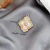 Colgante de Corazón con Lazo de Trébol de Cuatro Hojas Cuadrado de Nácar Blanco Colgante para Collar DIY Accesorios de Joyería Chapados en Cobre Oro Real 14K