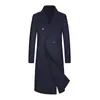 Abrigo de Lana Hecho a Mano de Doble Cara para Hombre de Otoño e Invierno, Abrigo de Lana Largo hasta Debajo de la Rodilla de Doble Botonadura para Negocios Casual, Gabardina para Hombre