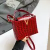 Bolsa Feminina da Moda com Padrão Crocodilo Novo 2025, Bolsa Transversal Versátil, Bolsa Quadrada Pequena, Bolsa Balde de Ombro de Alta Qualidade