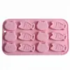 12 peixes de desenho animado pares gato forma de molde de silicone crianças feito à mão chocolate doce fudge cera garrafa forma de molde de açúcar