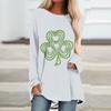 Comércio exterior transfronteiriço 2022 Novas roupas femininas transfronteiriças Europa e América Impressão 3D Lucky Three-leaf Crewneck Manga comprida Camiseta solta