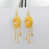 Brincos Similares Banhados a Ouro Cobre Estilo Chinês Sem Piercing, Clipes de Orelha Substituíveis para Mulheres, Brincos de Liga, Brincos de Ouro para Casamento de Noiva