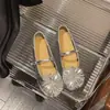 Sapatos Baixos Mary Jane de Verão 2026 com Strass de Fogos de Artifício, Solado Macio, Versátil com Saias, Estilo Francês, Aumento Interno de Altura, Sapatos Femininos