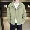 Jaqueta de Outono Masculina com Gola Alta 2026 Nova Tendência Jaqueta de Trabalho Moda Casual Versátil Manga Longa Casaco Curto