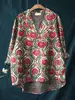 Camisa de Manga Larga para Mujer de Estilo Nuevo Europeo y Americano, Diseño Independiente, con Estampado Digital 3D, Cuello en V, Camisa Casual