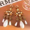 Pendientes vintage de segunda mano con pasadores de plata, pendientes colgantes largos exagerados retro, pendientes de lujo ligero estilo corte francés para mujer al por mayor