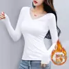 Camiseta de Manga Larga para Mujer de Color Sólido 2022 Elegante Negra y Blanca Otoño Cuello Redondo Camisa Base de Color Sólido Corte Ajustado Ropa Interior de Otoño e Invierno