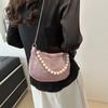Estilo coreano pequeno saco quadrado saco de diamante cheio 2024 nova moda primavera e verão brilhante Diamond bolsa de pérolas cadeia crossbody bolsa para mulheres