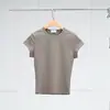 Camiseta de Manga Corta Versátil de Algodón Joven Estilo Warren Hailong Kendall Jenner Chica Picante Novio Americano Simple Cuello Redondo para Mujer
