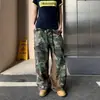 Jeans de retazos con estampado de leopardo camuflado estilo americano para hombres y mujeres, pantalones rectos holgados finos de verano, pantalones anchos de moda de la calle