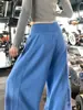 Pantalones deportivos estilo americano con cintura acanalada para mujer, nuevos para primavera y otoño, adelgazantes, de cintura alta, pierna recta holgada, para mujeres petite, versión estrecha de pantalones de pierna ancha