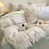 Juego de Ropa de Cama Floral Espesorado Cepillado 100% Algodón 2026, Juego de Cuatro Piezas de Algodón Puro, Funda Nórdica y Sábana de Cama Espesoradas para Otoño/Invierno, Productos de Alta Gama