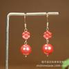 Aretes Colgante de Cinabrio de Alto Contenido Mineral Crudo Cabeza de Buda Arena Imperial Aretes de Sentido Avanzado Accesorios de Aretes Hechos a Mano