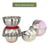 Tigela de Salada de Aço Inoxidável 201 Bacia de Salada de Silicone Não Magnética Conjunto de Presente Bacia Comércio Eletrônico Amazon Bacia para Assar Bater Ovos