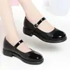 Sapatos femininos Mary Jane, sapatos de couro de tira única, estilo verão feminino, couro macio retrô, bico redondo, salto baixo, estilo preppy, sapatos de couro franceses de tira única