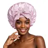 [Gorro de Ducha Monocromático de una Sola Capa] El Popular Gorro de Seda Artificial con Lazo de Cinta de Satén de Amazon