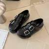 Hebilla de cinturón, zapatos de cuero versátiles para mujer, slip-on de suela gruesa, estilo coreano retro, se pueden usar de dos maneras, zapatos planos para aumentar la altura interior, otoño 2026