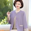 Cárdigan de punto de lana de color liso para mujer de mediana edad y mayor, talla grande, moda estilo chino, abrigo para madre y abuela