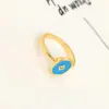 Suministro transfronterizo de anillo abierto de circonita de forma geométrica de gota de aceite multicolor para mujer, cobre chapado en oro de 18 quilates, anillo de personalidad europeo y americano