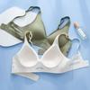 Ropa interior de cinturón hueco brillante sin costuras para mujer, sin aros, para busto pequeño, push-up, soporte suave, copa fija, brasier fino para niñas