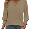 Amazon Transfronterizo Cuello en V Pequeña Abertura Manga Larga Top para Mujer Elástico Fruncido Puños con Volantes Holgado Casual Camiseta