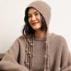 Borla de Bola Espesado Cálido Cachemira Tejido Calado Calado Bolsa Gorro Protección para los Oídos Otoño e Invierno Casual Combinable