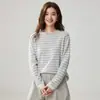 Suéter Holgado de Cachemira a Rayas para Mujer Hombro Caído Tejido 2026 Otoño Invierno Nuevo Jersey de Cuello Redondo Suéter de Lana