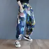 Primavera 2025 Vaqueros Casuales Estampados Vintage Ajuste Delgado Holgado Holgado Holgado Cintura con Cordones para Chicas Curvy Lavados Pantalones Harlan para Mujer