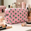 Nueva Bolsa de Cosméticos de Gran Capacidad para Viajes Transfronterizos, Bolsa para Productos de Cuidado de la Piel, Diseño Portátil, Bolsa para Guardar Labiales, Bolsa Rayada para Mujer