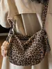 Bolso de Hombro Plegable Estampado de Leopardo Estilo Coreano 2025 Invierno Nuevo Aspecto Elegante Retro Bolso Tote Casual Estilo Occidental