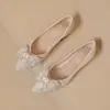 Sapatos femininos baixos estilo francês com bico quadrado, calçados novos primavera e outono 2026, sapatos baixos elegantes com laço de strass
