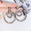 Pendientes de Aro Grandes Europeos y Americanos para Mujer, Lujo Accesible, Pines de Plata de Alta Gama, Pendientes Geométricos Exagerados Personalizados, Pendientes de Moda