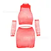 Lencería Sexy Estilo Exportación Europeo y Americano Ropa Sexy de Malla Hueca Ajustada Falda de Cadera Sexy Transparente Uniforme Tentación W629
