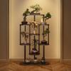Novo Rack de Flores Rack de Armazenamento Multicamadas Estilo Chinês Suporte Interno de Chão Rack de Exibição para Sala de Estar Rack de Flores Suspenso para Orquídeas