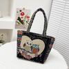 Nova Bolsa Tote Bordada Estilo Étnico Bolsa de Ombro Pequena Artística Feminina Bolsa Simples de Lona Feminina