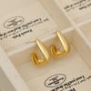 Brincos de ouro mudo de abertura quadrada geométrica senso de design simples s925 brincos de prata europeu e americano vento frio personalidade orelha jóias