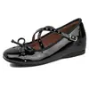 Zapatos Mary Jane con Remache de Lazo Francés para Mujer, Altura Interior, Zapatos de Ballet, Correa Cruzada, Rojos Poco Profundos, Zapatos Pequeños