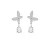Brincos de Borboleta Doces, Brincos de Luxo de Nicho High-End, Brincos de Zircônia em Forma de Gota Estilo Francês, Agulhas de Prata 925, Elegantes