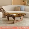 Mesa de centro de vidro temperado para salas pequenas, uso doméstico, madeira maciça, design moderno minimalista, mesa de chá redonda criativa Isamu Noguchi