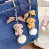 Par de Bolinhas de Pelos Nasais Pequeno Animal Lanyard para Celular Boneco Desenho Animado Fofo Pingente para Mochila Escolar Infantil Corrente para Celular