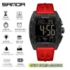 Popular Reloj Electrónico Sanda con Forma de Barril y Pantalla Única, Despertador Impermeable, Reloj de Pulsera para Estudiantes, Reloj Multifuncional con Esfera Grande, Dropshipping