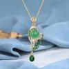 Colgante de pavo real con incrustaciones de calcedonia verde y ágata roja en plata s925, collar de fénix para mujer, joyería con temperamento.