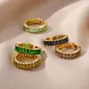 Anillo Geométrico de Zirconia Cúbica de Colores Chapado en Oro de 18K Estilo Lujo Ligero Vintage Anillo de Cristal Retro Artístico