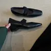 Primer Encuentro Temporada Retro Francés Cruz Elástica Mary Janes Primavera Otoño Nuevos Zapatos de Tacón Medio Punta Cerrada Mujer